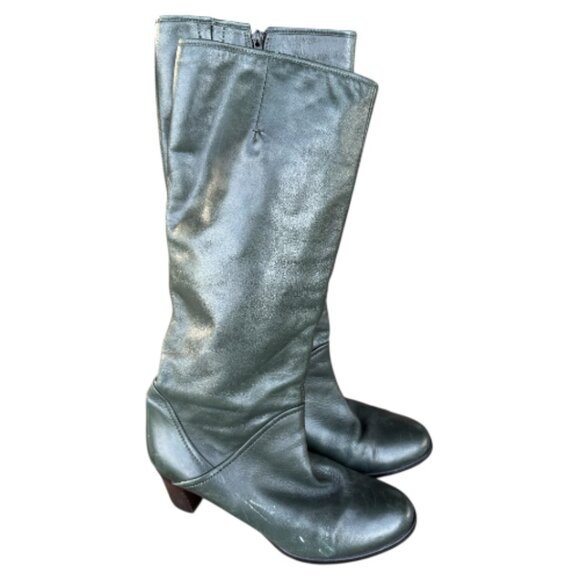 Lavorazione Artigiana Tall Dark Green Leather Boots - Picture 3 of 8